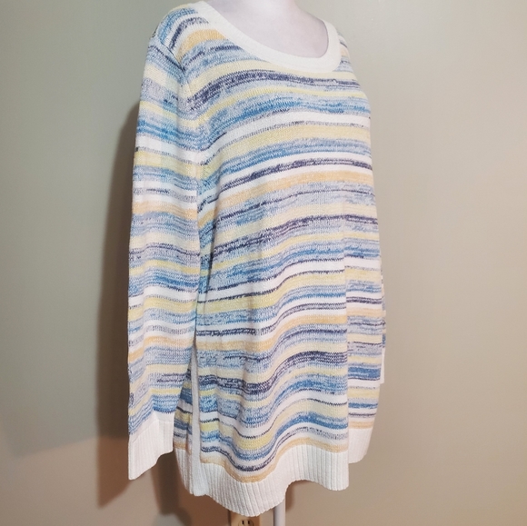 Talbots cotton blend mixed yarn stripe long sleeve sweater. 1X. NWT - Picture 3 of 12
